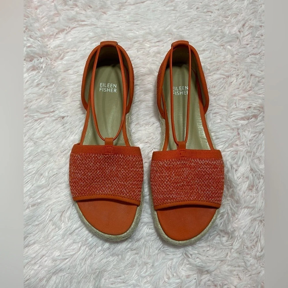 Eileen Fisher Mews Magma Melange Orange Stretch Espadrilles Flat Sandals Sz 6.5 - Picture 3 of 14